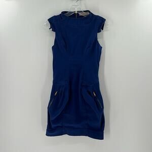 Preen by Thornton Bregazzi Knee Length Dress with pockets - Navy - Medium